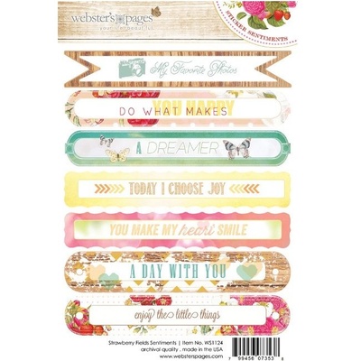 Набір наліпок Webster's Pages - Strawberry Fields - Sentiment Stickers