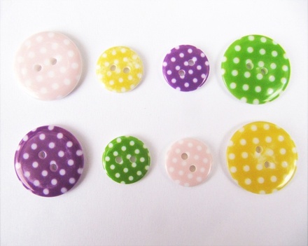 Набір ґудзиків у горошок «Дівчинка», діаметр 15 і 23 мм, 8 штук