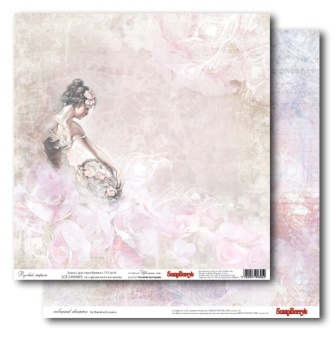 Бумага для скрапбукинга от ScrapBerry's 30х30см двусторонняя Розовый мираж