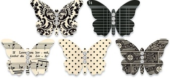 Метелики зі щільного кардстоку з малюнком Jenni Bowlin Embellished Butterflies - Black, 5шт.ук, чорний колір