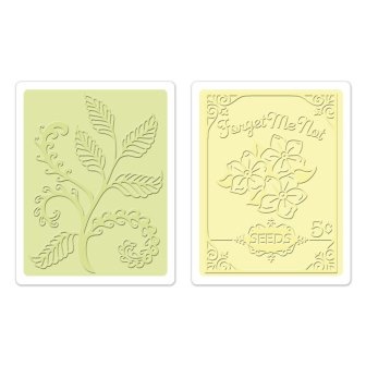 Набор папок для тиснения от Sizzix - Textured Impressions Embossing Folders 2PK - Ferns & Seed Packet Set - Папоротник и Пакетик с Семенами, 2 шт