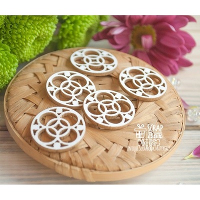 Чипборд ScrapBox - Набір кружочків з орнаметом (5шт.) Ho-125