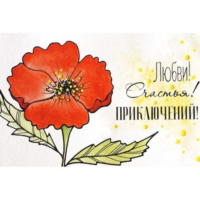 Набір листівок для розмальовування аква чорнилом, акварелю Макі, ТМ Фабрика Декору