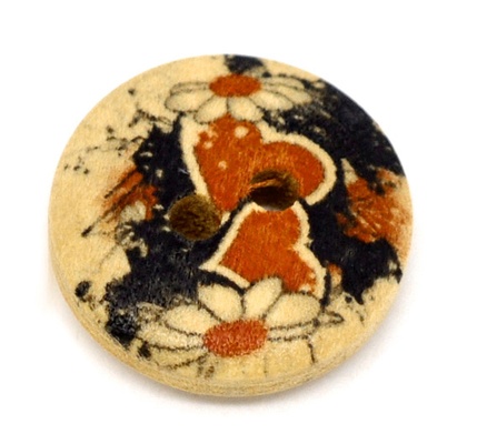 Деревʼяна ґудзик Heart B12764, діаметр 15 мм, 1 шт.