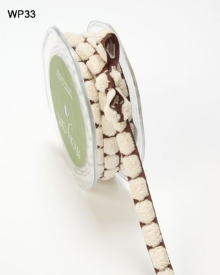 Стрічка CHENILLE/CENTER DOT, колір Brown/Ivory, ширина 9,5мм, довжина 90 см