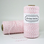 Хлопковый шнур от Divine Twine - Cotton Candy Pink, 1 мм, цвет розовый/белый, 1м