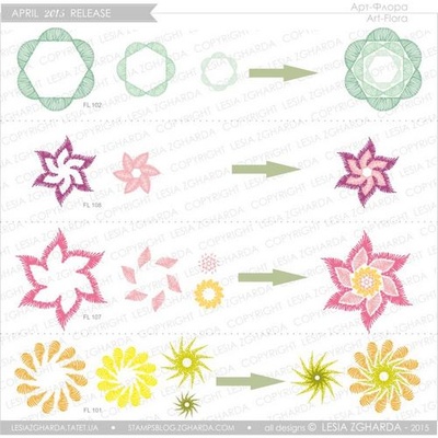 Набір акрилових штампів Lesia Zgharda FL105 Вишиті квіти