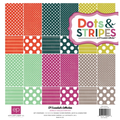Набір паперу Echo Park "Dots & Stripes — Jewels", 30x30, 12 аркушів