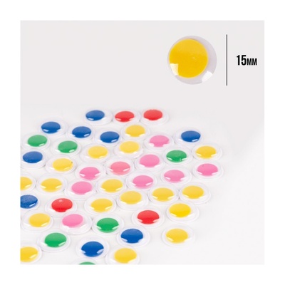 Оченята SANTI самоклейні кольорові 15мм 50 шт.