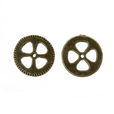 Металлическая шестеренка, цвет античная бронза, диаметр 15 мм, 1 шт.