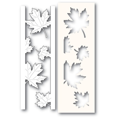 Набір з ножа для вирубки і трафарета від Poppystamps - Maple Leaf Side Strips and Stencil