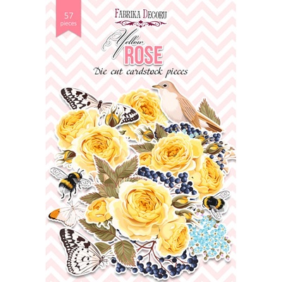 Набір висічок для скрапбукінгу, колекція Yellow Rose, 57 шт., ТМ Фабрика Декору
