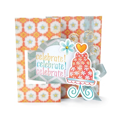 Ніж для вирубки і штампи Sizzix - Framelits Die Set w/Stamps - Birthday Cake, 12 шт.