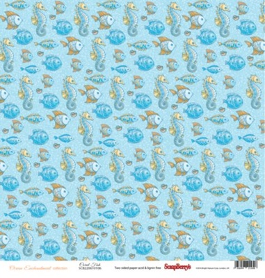 Бумага для скрапбукинга от ScrapBerry's - Сказки моря - Подводное царство, двусторонняя, 30,5x30,5 см
