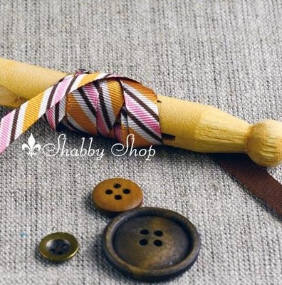 Стрічка American Crafts в діагональну рожеву, білу, помаранчеву, коричневу смужку, ширина 9,5мм, 90 см