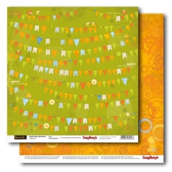 Бумага односторонняя для скрапбукинга от ScrapBerry's - Басик 2 - Приключения - Флажки, 30,5х30,5 см