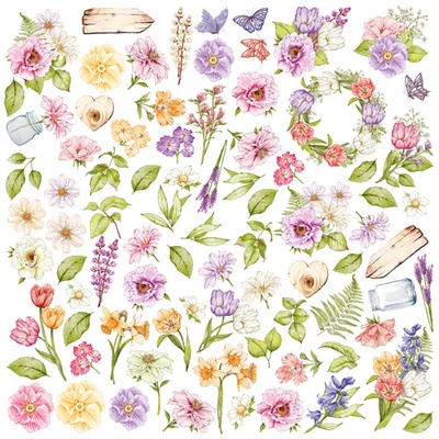 Аркуш з картинками для вирізання Spring inspiration 30,5x30,5см, ТМ Фабрика Декору