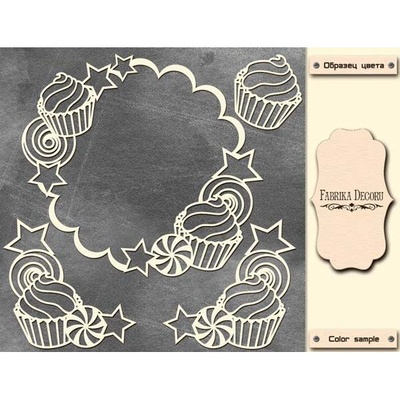 Мегачіпборд Рамка - солодощі 30x30 см #029, колір молочний, ТМ Фабрика Декору