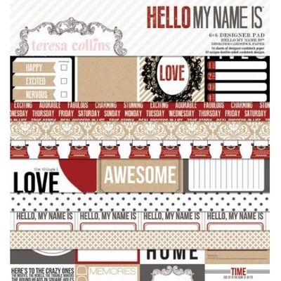 Набор двусторонней скрапбумаги Teresa Collins - Hello My Name Is - Pad, размер 15х15 см