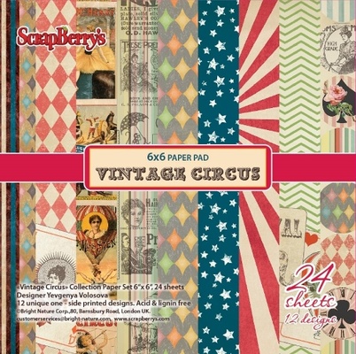 Набор бумаги для скрапбукинга от ScrapBerry's - Старый цирк, 15 х 15 см, 24 листа