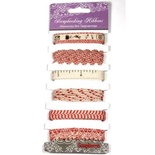 Набір стрічок, 6 шт., червона гамма, різної ширини: 0,3-1s, 1 м