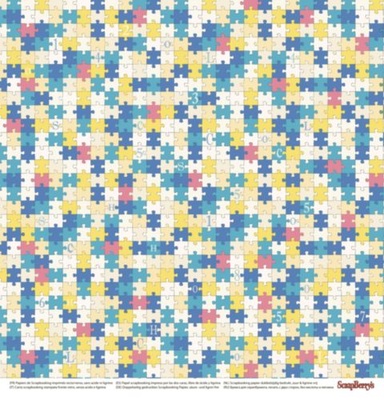 Папір для скрапбукінгу від ScrapBerryʼs - Школа - Головоломка, 30,5x30,5см, 190 г/м², двосторонній, 1 аркуш