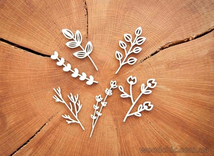 Чипборд от WOODchic - "Весенние веточки", 6 шт.