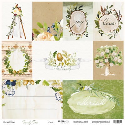 Аркуш односторонній Scrapmir - Карточки (ENG) - Family Tree, 30x30cм