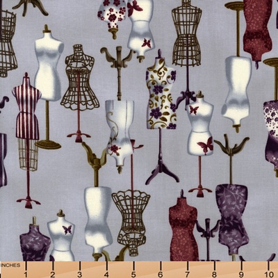 Тканина 100% бавовна - Манікени сірі на сірому, 45x55см