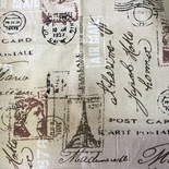 Тканина льон - Написи і марки, Париж, 50х75см