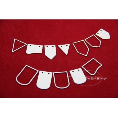 Чипборд Scrapiniec - Прапорці мікс з отворами, 38 штук