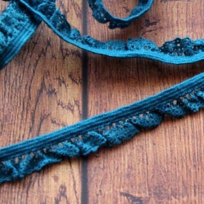 Эластичное хлопковое кружево, цвет морская волна, ширина 11 мм, 90 см