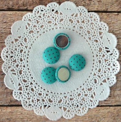 Фішки Тканинні, бірюзові в горошок, 1,3 см 5шт