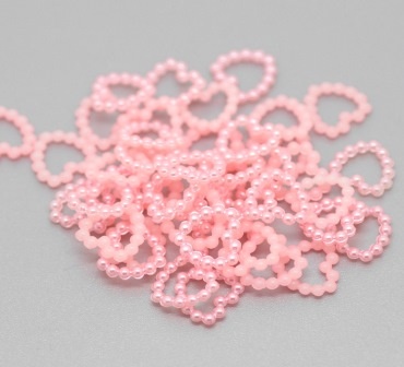 Серце, імітація перлинок, 11мм, колір рожевий, 10 шт.
