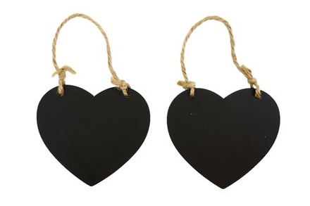 Набір сердечок із поверхнею шкільної дошки, розміром 8,5 × 7 см, 2 шт.