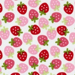 Тканина 100% бавовна - полунички червоного - рожеві на білому, 45x55см