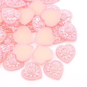 Серце, імітація перлинок, 18х17мм, колір рожевий, 1 шт.