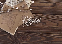 Чипборд від WOODchic - "Завиток з листочками (великий)", 8x6 см