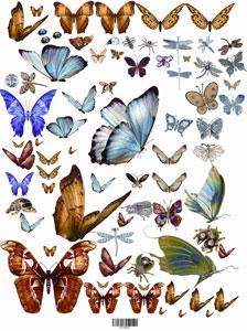 Декупажна карта "Метелики", розмір: 29,5x45см, ЕВ - Д018