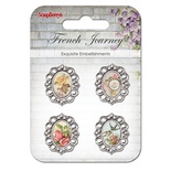 Набор украшений с металлическими рамочками "Французское путешествие", Ласточки и цветы