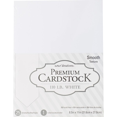 Набір кардстоку DCWV Core'dinations Value Pack Smooth Cardstock, 21.6x27.9 см, 25 аркушів, білий