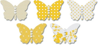 Бабочки из веллума с рисунком Jenni Bowlin Vellum Embellished Butterflies - Yellow, 5 штук, цвет желтый