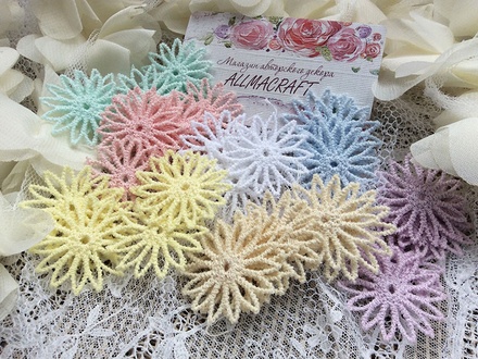 Декор ажурний - хризантема від Allmacrfat, колір на вибір, у Набірі 4 шт.