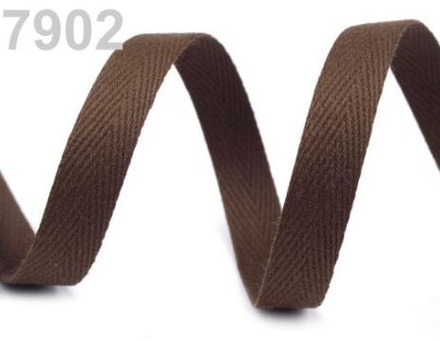 Саржевая лента, ширина 10мм, цвет коричневый темный, 90см