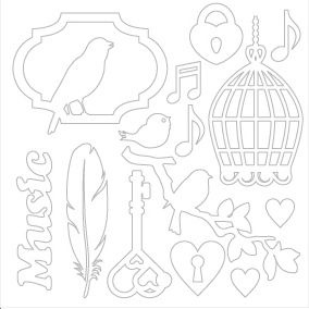 Набір вирубок з чіпборду №2 від ScrapBerryʼs - Райські птахи, 10 x10cм