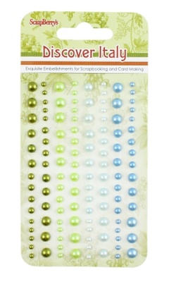 Клейові напівперлинки від ScrapBerryʼs - Італійські канікули, 120 шт., 4 кольори