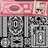 Набор наклеек-высечек HOTP - White Lacy Frames Dazzle, размер 15х30 см, 93 шт., цвет белый.