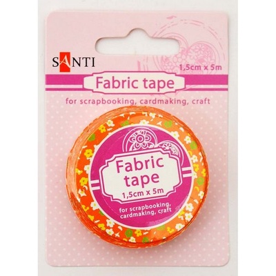 Лента текстильная самоклеющаяся Оранжевые цветы, 1,5см*5м, ТМ Santi