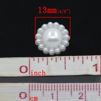 Квітка, імітація перлинок, 13мм, колір білий, 10 шт.