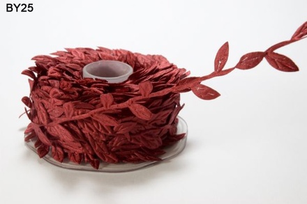 Стрічка Leaves, колір Burgundy, 90cм (довжина листочка 12 мм)